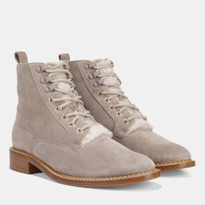 Vince Cabria Lace-Up Booties with Fur Trim